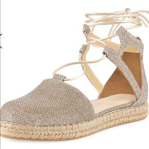 NEW Stuart Weitzman glitter espadrille sandals 9